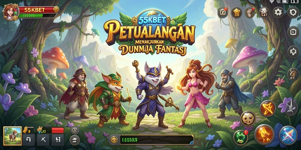 Tampilan gameplay seru dalam 55KBET saat menjelajahi dunia fantasi.