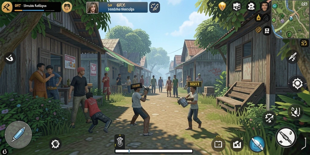 Tampilan gameplay 6RT dengan berbagai aktivitas menarik dalam simulasi kehidupan.