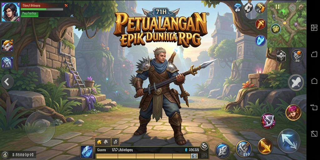 Screenshot gameplay 71H yang menunjukkan pertarungan epik dan karakter menarik.