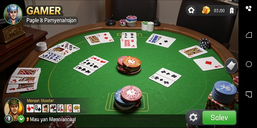 Screenshot GAMERP menunjukkan keseruan bermain Gaple dengan teman-teman.
