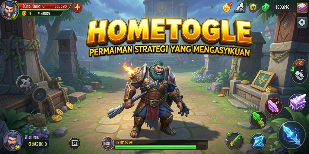 Tangkapan layar HOMETOGEL menampilkan aksi seru dalam membangun kekuatan strategi.