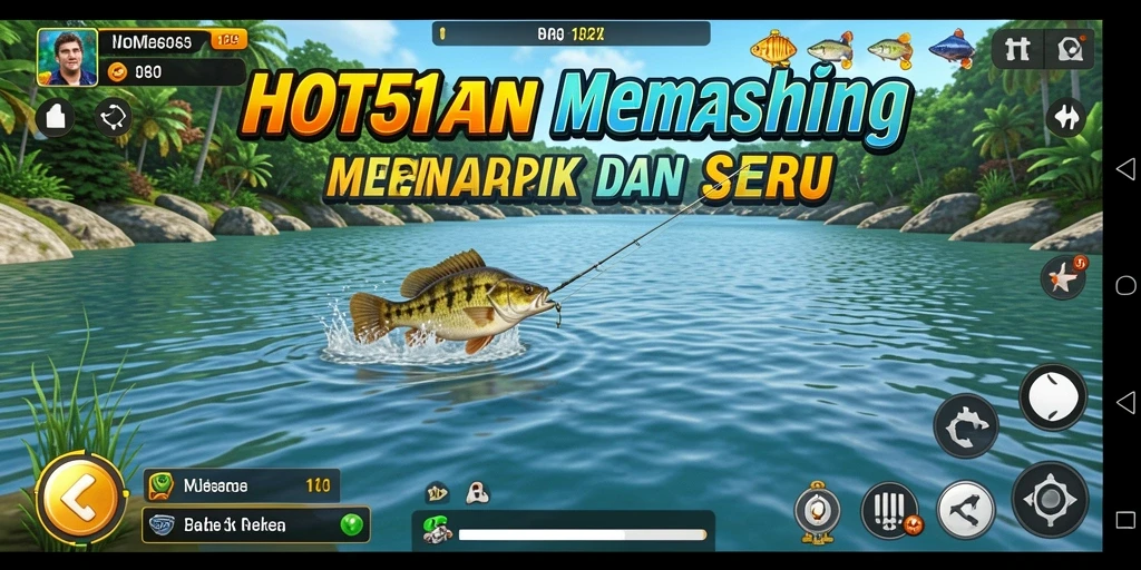 Tampilan gameplay HOT51 yang menampilkan aksi memancing seru.