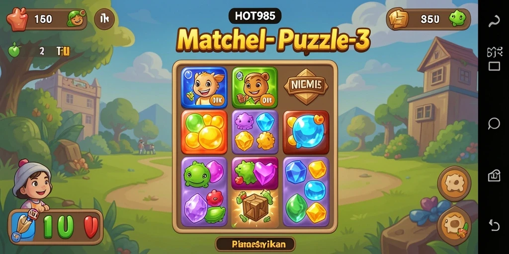 Gameplay HOT985 yang seru dan menantang dalam Match-3.