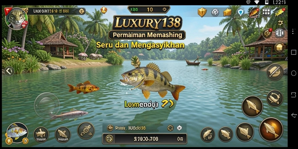 Tampilan menarik dari gameplay memancing LUXURY138 di layar.