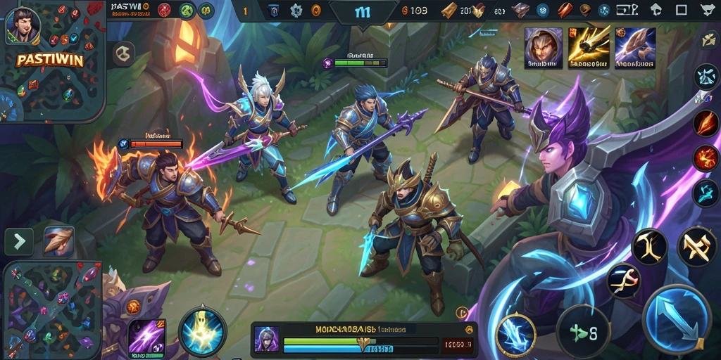 Screenshot PASTIWIN menampilkan aksi intens dalam pertempuran MOBA.