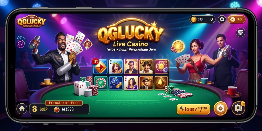 Tampilan gameplay interaktif dan dealer langsung yang profesional di QGLUCKY.