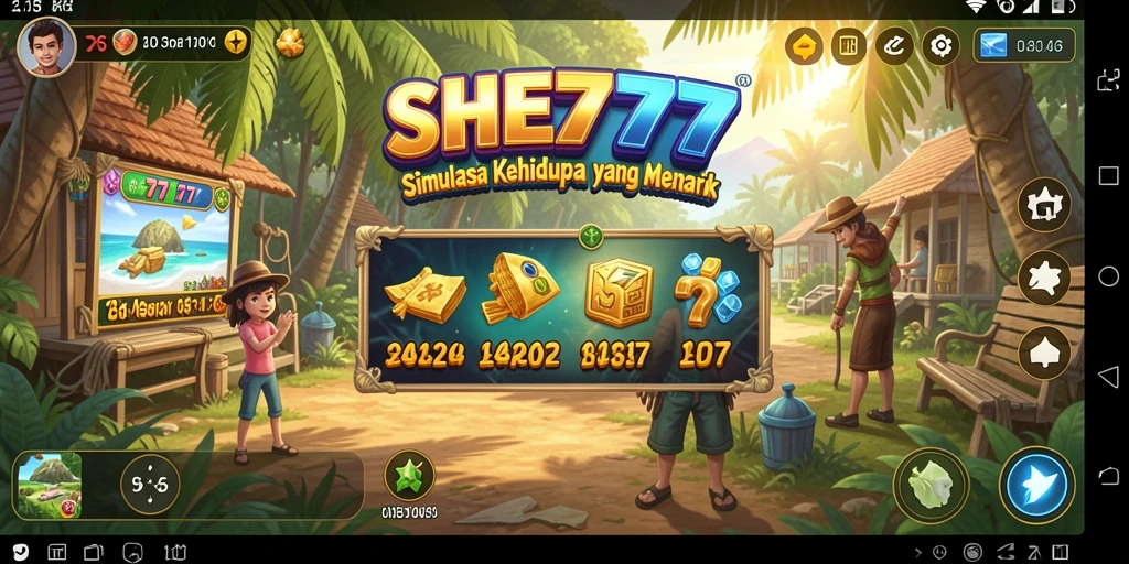 Tangkapan layar utama SHE777 menampilkan gameplay simulasi kehidupan yang seru.