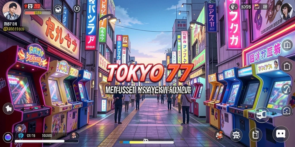Tangkapan layar utama TOKYO77 menampilkan aksi seru gameplay Arcade yang dinamis.
